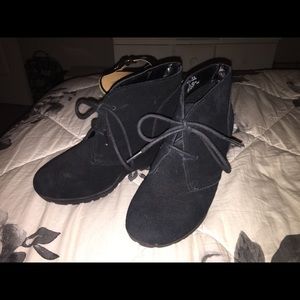 Black suede booties
